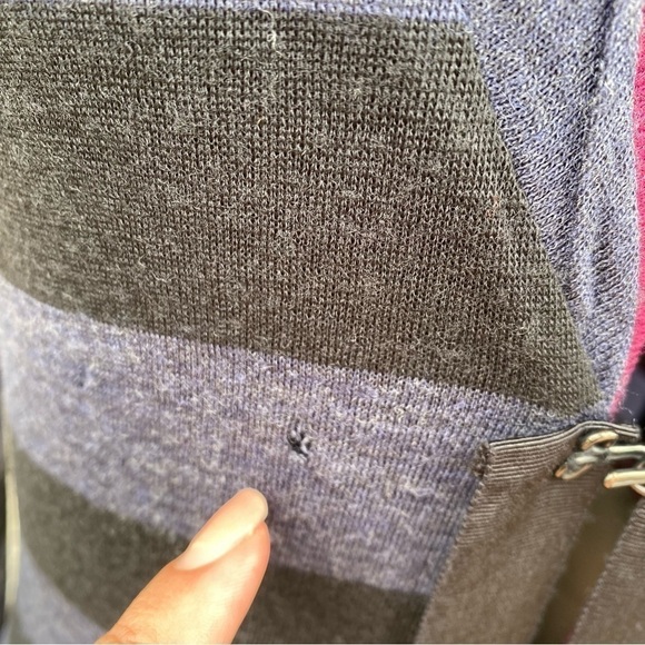 A.L.C. Sweater Cardigan Size XS 100% Wool Two Tone Blue Striped - Picture 10 of 16